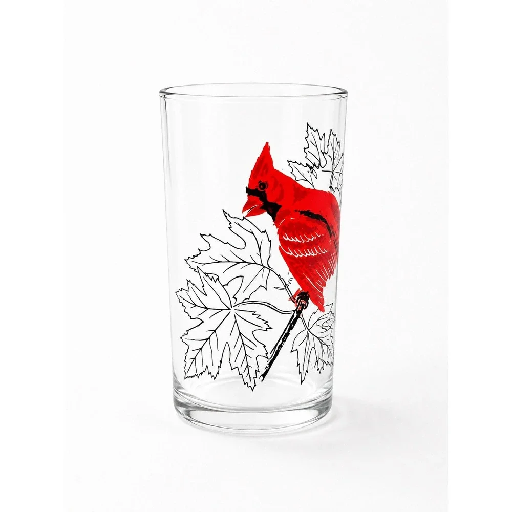 Vintage Style Bird Highball Glasses Set of 3 Cardinal Chickadee Baltimore Oriole